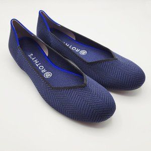 BRAND NEW Rothy's Midnight Metallic Blue Herringbone Flats, Size 10